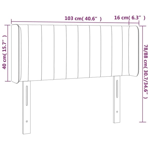 vidaXL sengegavl med kanter 103x16x78/88 cm fløjl mørkeblå