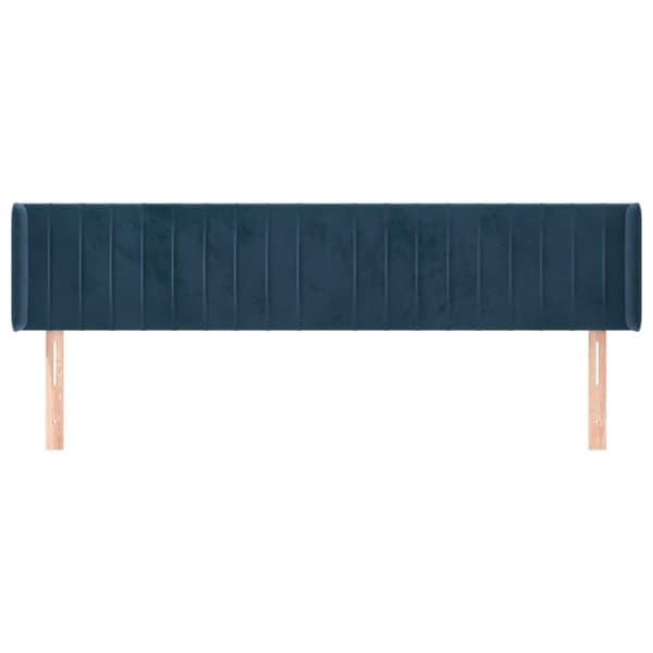 vidaXL sengegavl med kanter 183x16x78/88 cm fløjl mørkeblå
