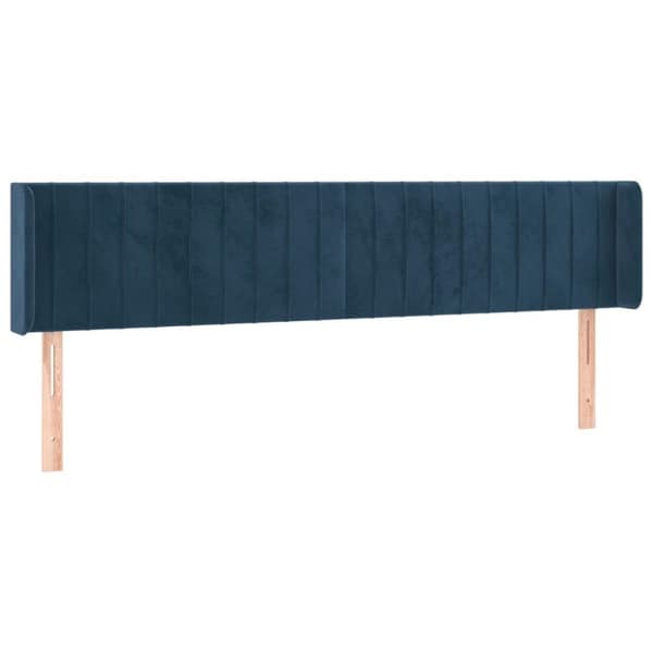 vidaXL sengegavl med kanter 183x16x78/88 cm fløjl mørkeblå