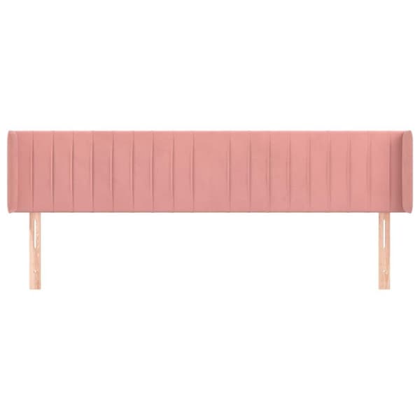 vidaXL sengegavl med kanter 183x16x78/88 cm fløjl lyserød