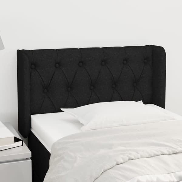 vidaXL sengegavl med kanter 83x16x78/128 cm stof sort