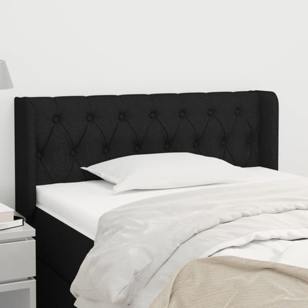 vidaXL sengegavl med kanter 93x16x78/88 cm stof sort