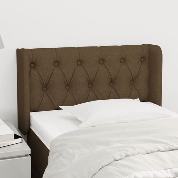 vidaXL sengegavl med kanter 83x16x78/128 cm stof mørkebrun
