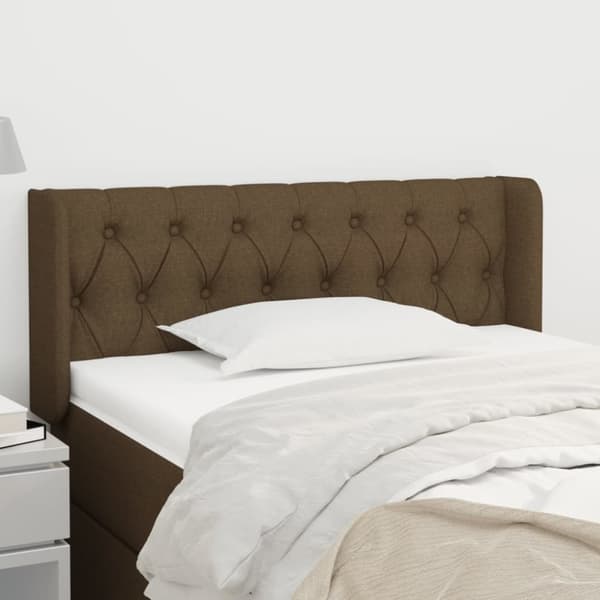 vidaXL sengegavl med kanter 93x16x78/88 cm stof mørkebrun
