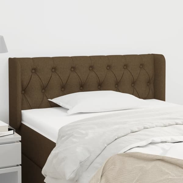 vidaXL sengegavl med kanter 103x16x78/88 cm stof mørkebrun