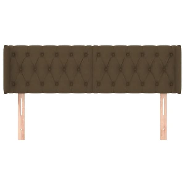 vidaXL sengegavl med kanter 147x16x78/88 cm stof mørkebrun