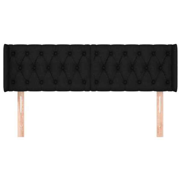 vidaXL sengegavl med kanter 163x16x78/88 cm stof sort