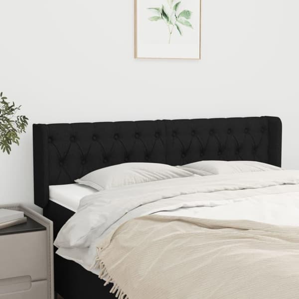 vidaXL sengegavl med kanter 163x16x78/88 cm stof sort