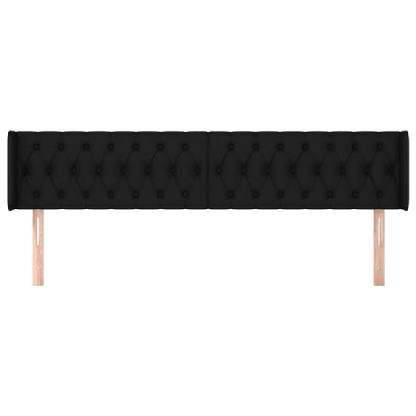 vidaXL sengegavl med kanter 183x16x78/88 cm stof sort