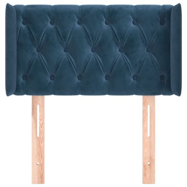 vidaXL sengegavl med kanter 83x16x78/88 cm fløjl mørkeblå