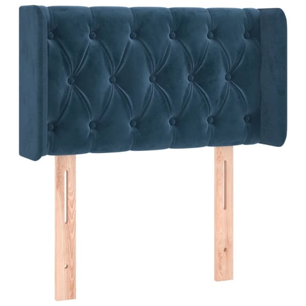 vidaXL sengegavl med kanter 83x16x78/88 cm fløjl mørkeblå