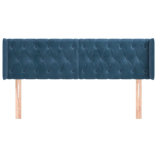 vidaXL sengegavl med kanter 163x16x78/88 cm fløjl mørkeblå