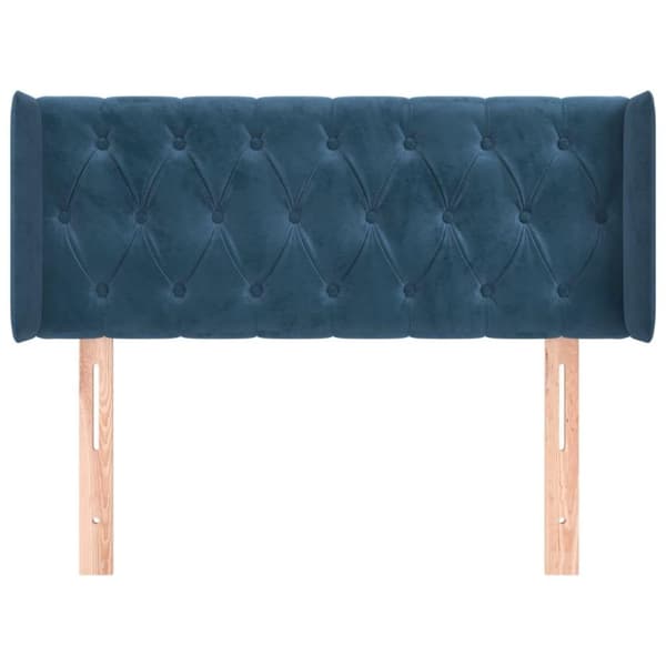 vidaXL sengegavl med kanter 93x16x78/88 cm fløjl mørkeblå