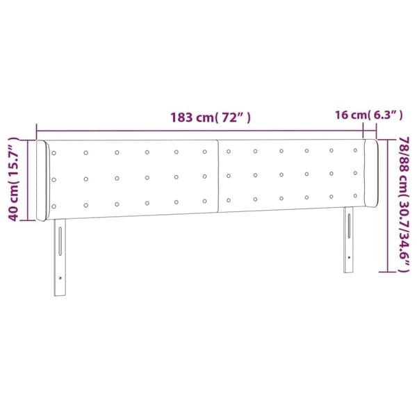 vidaXL Sänggavel med kanter svart 183x16x78/88 cm tyg
