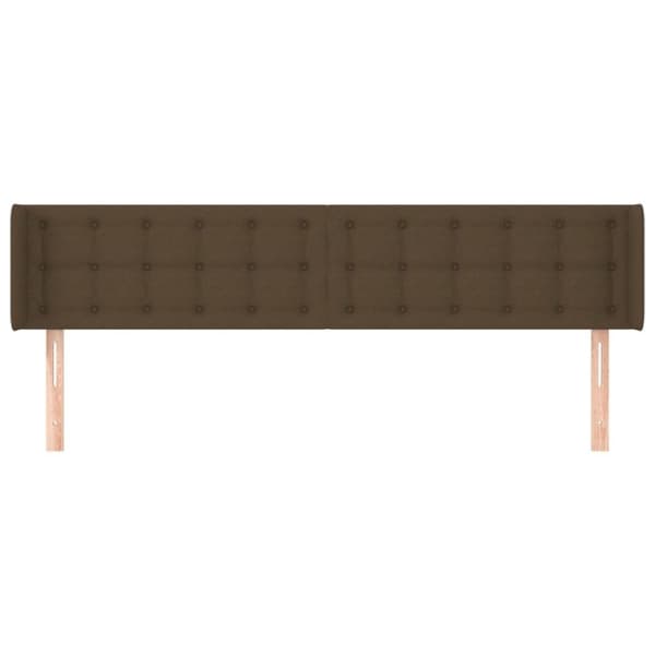 vidaXL sengegavl med kanter 183x16x78/88 cm stof mørkebrun