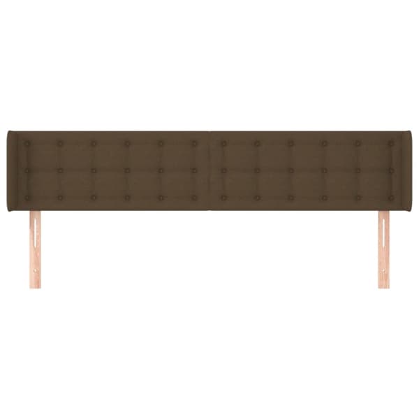 vidaXL sengegavl med kanter 203x16x78/88 cm stof mørkebrun