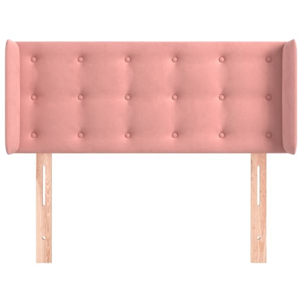 vidaXL sengegavl med kanter 83x16x78/88 cm fløjl lyserød