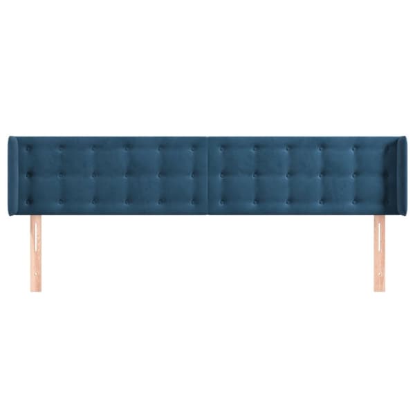 vidaXL sengegavl med kanter 163x16x78/88 cm fløjl mørkeblå