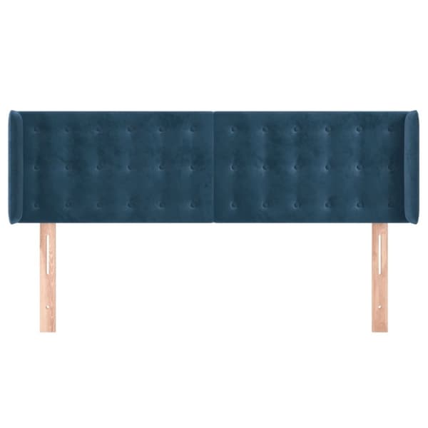 vidaXL sengegavl med kanter 147x16x78/88 cm fløjl mørkeblå