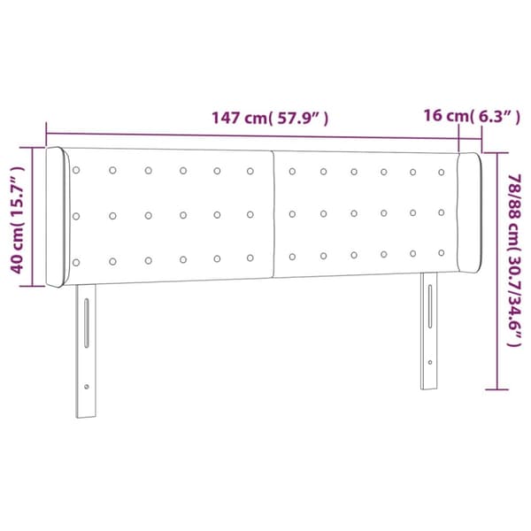 vidaXL sengegavl med kanter 147x16x78/88 cm fløjl mørkeblå