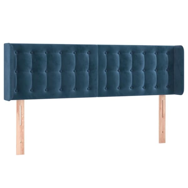 vidaXL sengegavl med kanter 147x16x78/88 cm fløjl mørkeblå