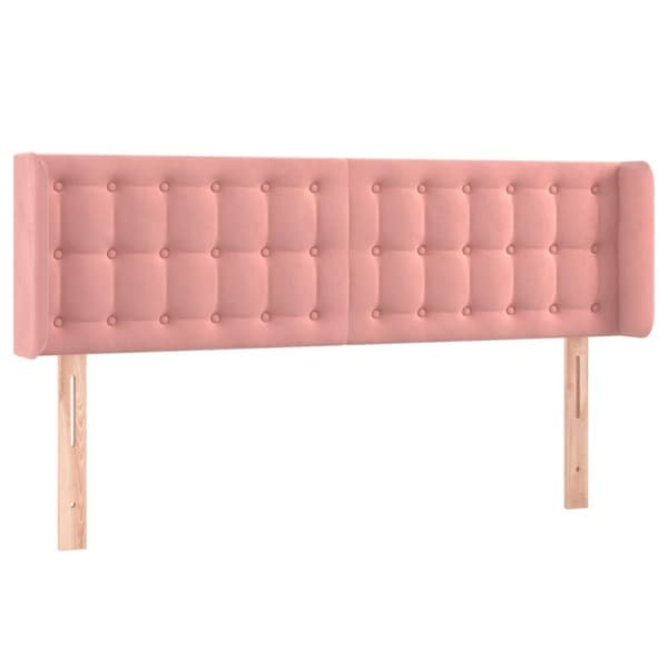 vidaXL sengegavl med kanter 147x16x78/88 cm fløjl lyserød