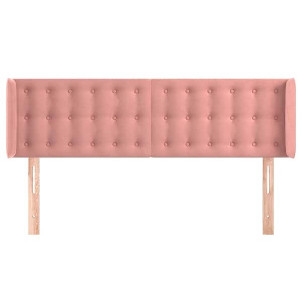 vidaXL sengegavl med kanter 147x16x78/88 cm fløjl lyserød