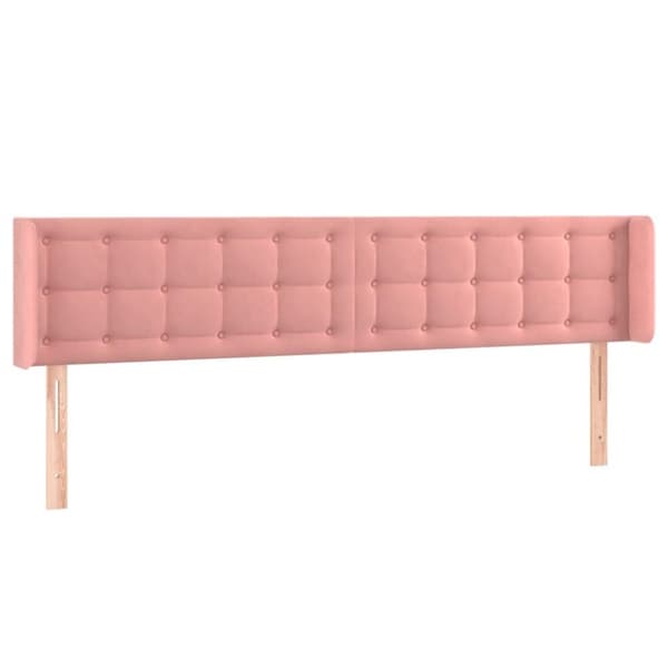 vidaXL sengegavl med kanter 183x16x78/88 cm fløjl lyserød
