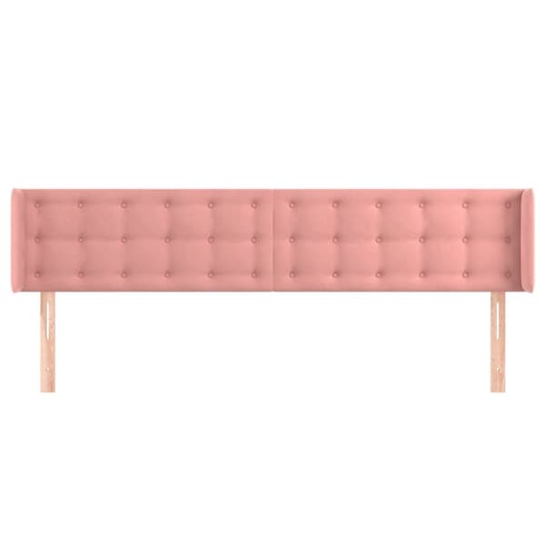 vidaXL sengegavl med kanter 183x16x78/88 cm fløjl lyserød