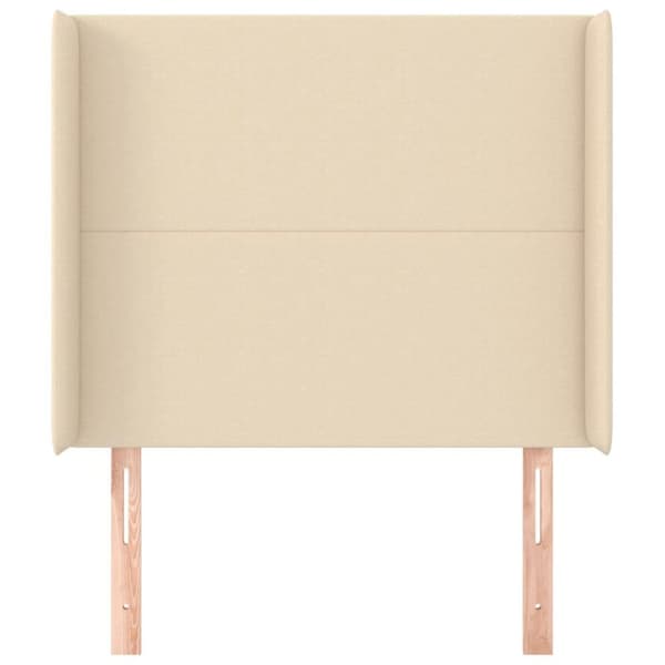 vidaXL sengegavl med kanter 83x16x118/128 cm stof cremefarvet