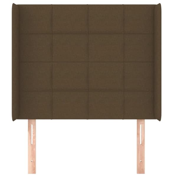 vidaXL sengegavl med kanter 83x16x118/128 cm stof mørkebrun