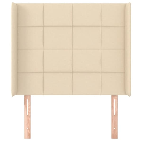 vidaXL sengegavl med kanter 103x16x118/128 cm stof cremefarvet