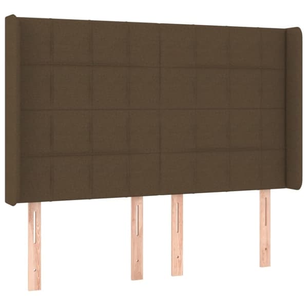 vidaXL sengegavl med kanter 147x16x118/128 cm stof mørkebrun