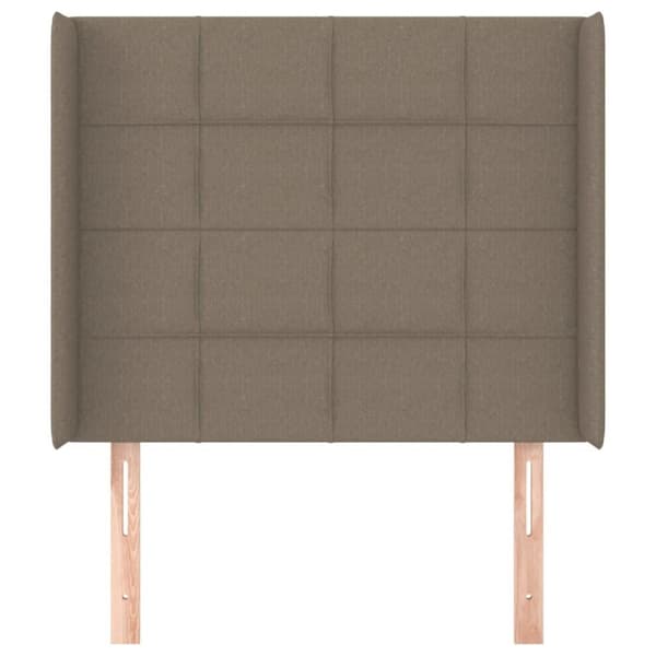 vidaXL sengegavl med kanter 103x16x118/128 cm stof gråbrun