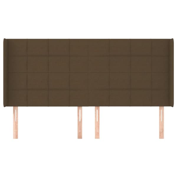 vidaXL sengegavl med kanter 163x16x118/128 cm stof mørkebrun