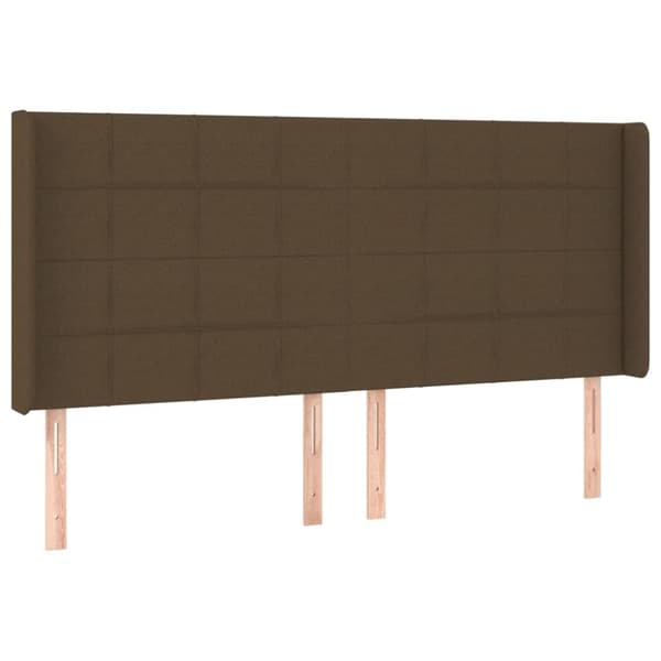 vidaXL sengegavl med kanter 163x16x118/128 cm stof mørkebrun