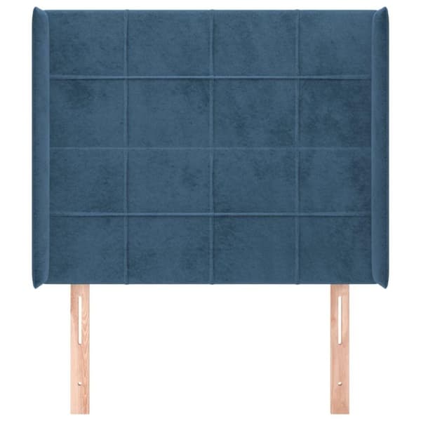 vidaXL sengegavl med kanter 93x16x118/128 cm fløjl mørkeblå