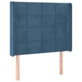 Miniatyrbillede 1 af 9: vidaXL sengegavl med kanter 93x16x118/128 cm fløjl mørkeblå