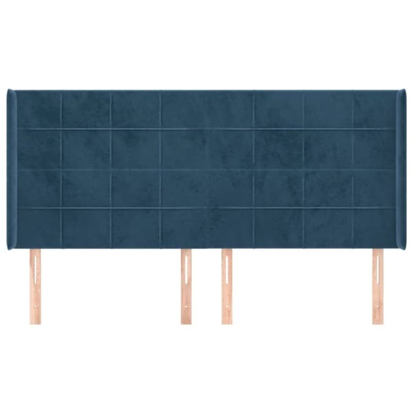 vidaXL sengegavl med kanter 183x16x118/128 cm fløjl mørkeblå