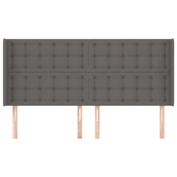 vidaXL sengegavl med kanter 163x16x118/128 cm kunstlæder grå