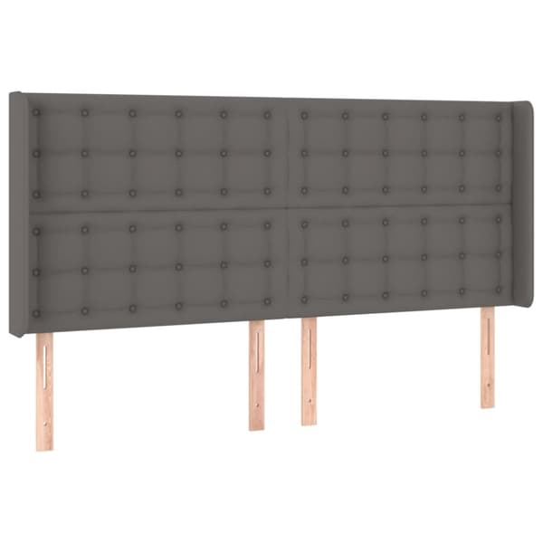 vidaXL sengegavl med kanter 163x16x118/128 cm kunstlæder grå