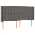 Miniatyrbillede 2 af 9: vidaXL sengegavl med kanter 163x16x118/128 cm kunstlæder grå