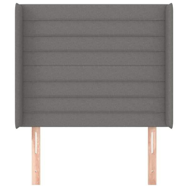 vidaXL sengegavl med kanter 103x16x118/128 cm stof mørkegrå