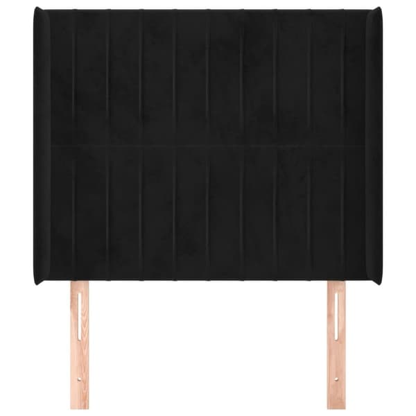 vidaXL sengegavl med kanter 83x16x118/128 cm fløjl sort