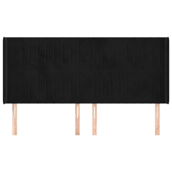 vidaXL sengegavl med kanter 163x16x118/128 cm fløjl sort