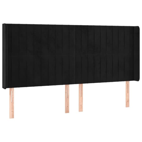 vidaXL sengegavl med kanter 163x16x118/128 cm fløjl sort