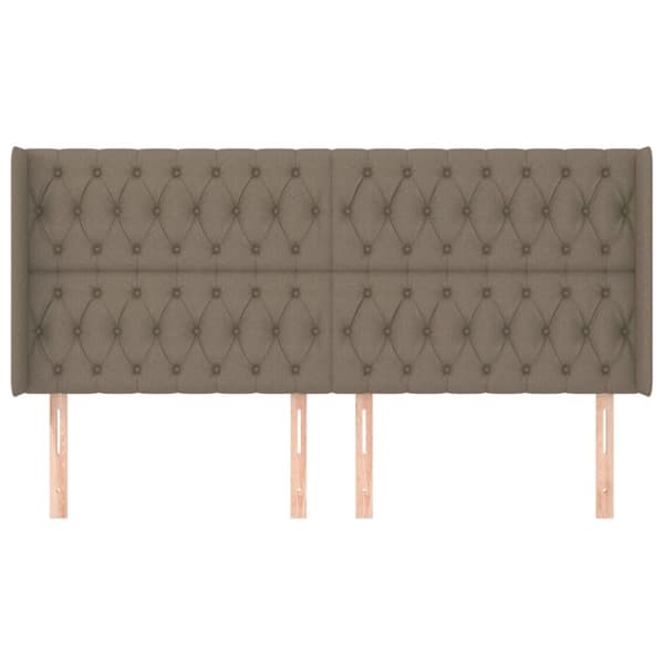 vidaXL sengegavl med kanter 183x16x118/128 cm stof gråbrun
