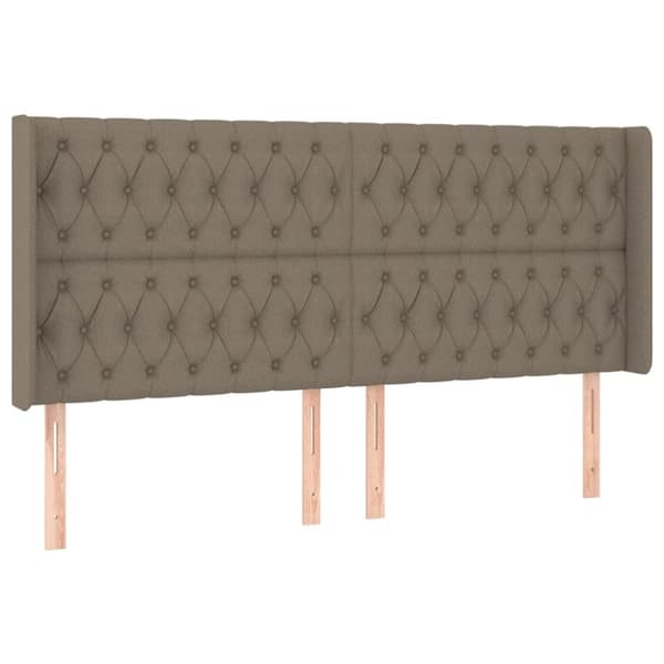 vidaXL sengegavl med kanter 183x16x118/128 cm stof gråbrun