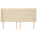 Miniatyrbillede 3 af 9: vidaXL sengegavl med kanter 203x16x118/128 cm stof cremefarvet