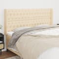 Miniatyrbillede 2 af 9: vidaXL sengegavl med kanter 203x16x118/128 cm stof cremefarvet